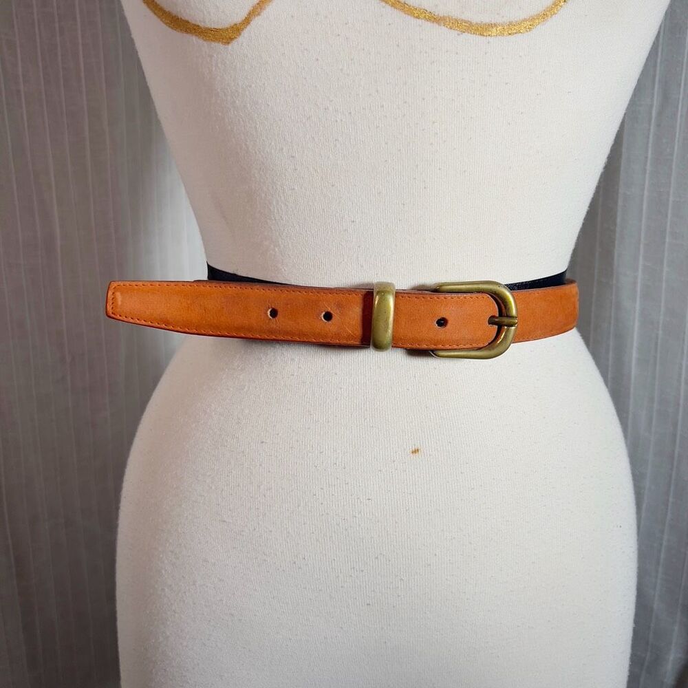 Classic Tan Leather Belt with Brass Buckle - Women's Accessory